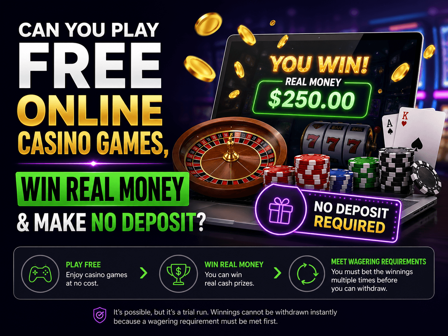 Can You Play Free Casino Games & Win Real Money With No Deposit?