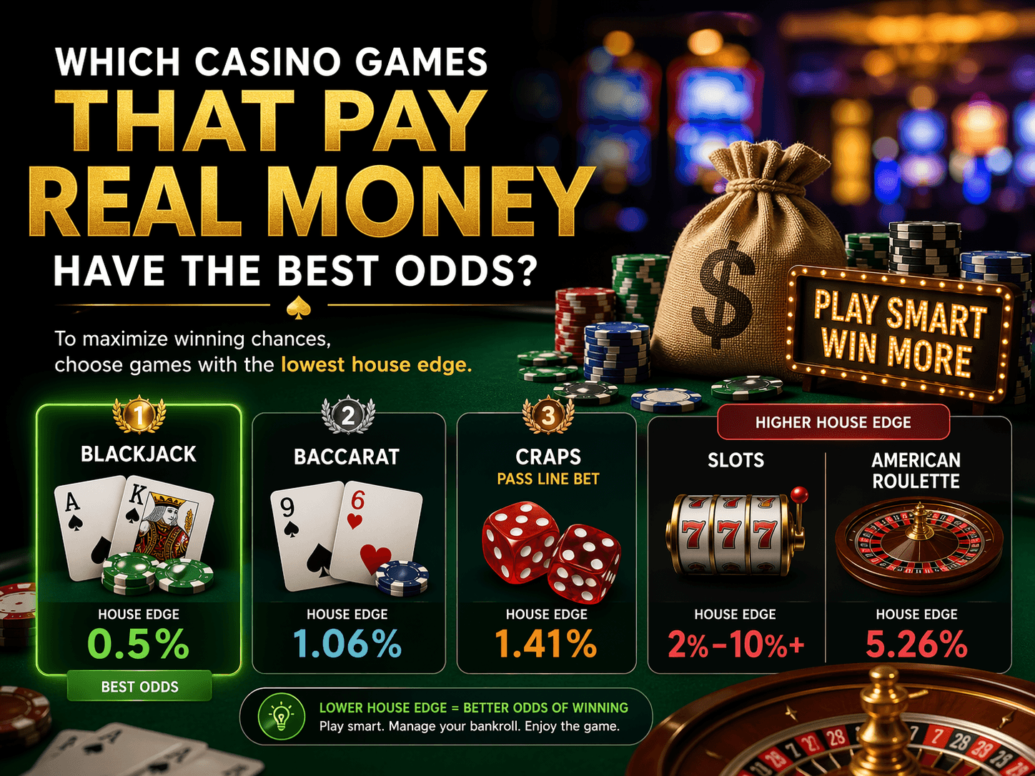 Which Casino Games That Pay Real Money Have the Best Odds?