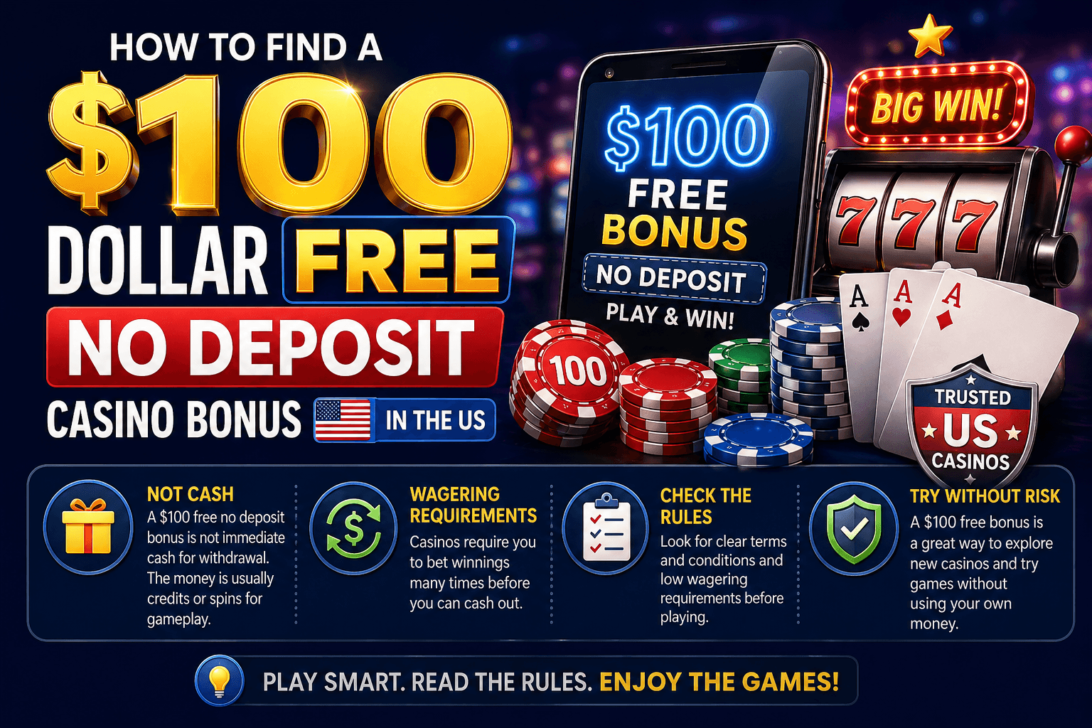 How to Find a $100 Dollar Free No Deposit Casino Bonus in the US